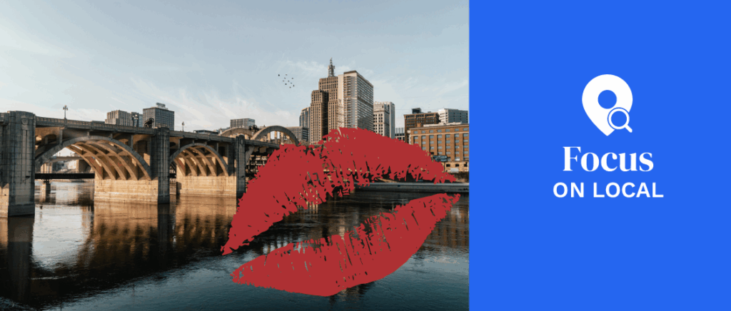 St. Paul Lift Bridge with a red lip kiss