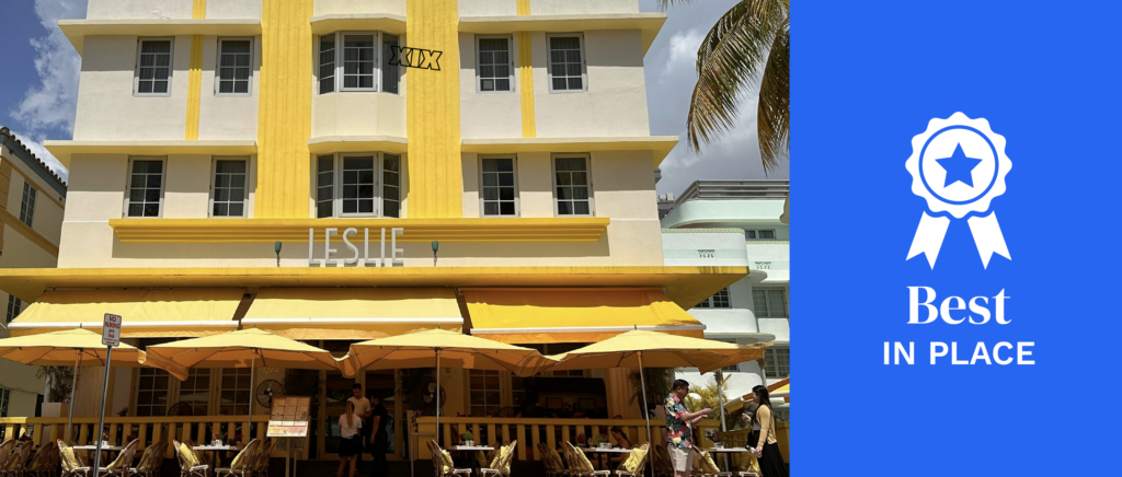 Yellow building with a flag 